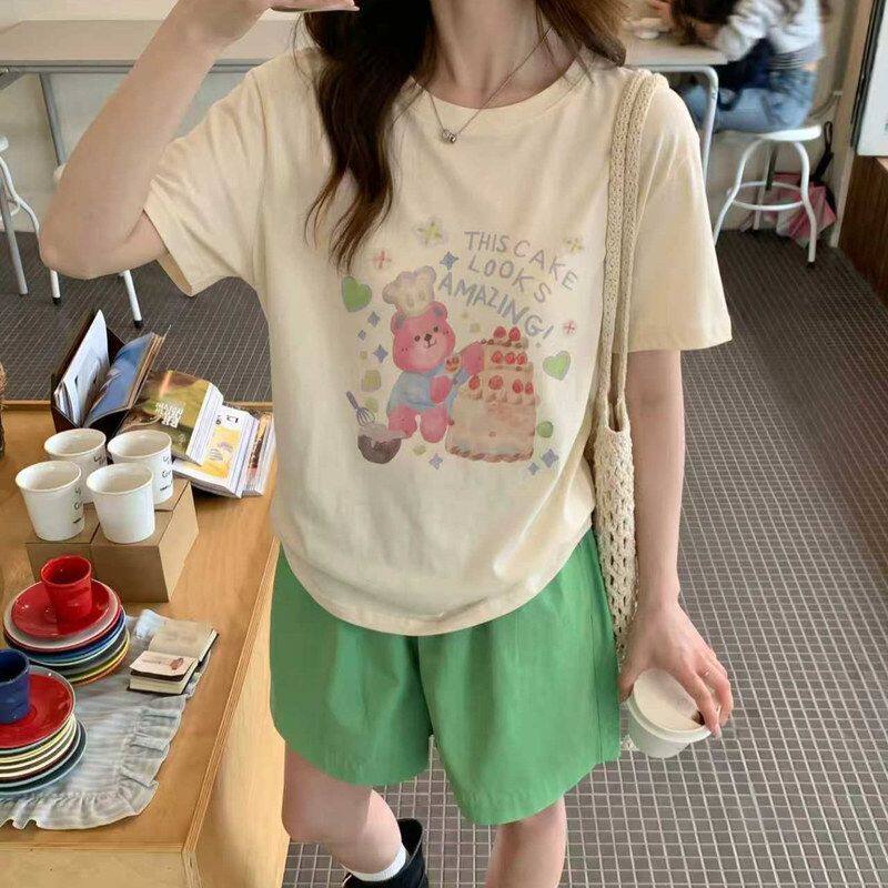 苏珊SUSAN 韩版设计感短袖t恤新款洋气夏装微胖女孩宽松上衣SI395