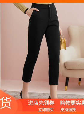 2022冬季新款通勤显瘦加绒黑色休闲长裤 KV01462W0