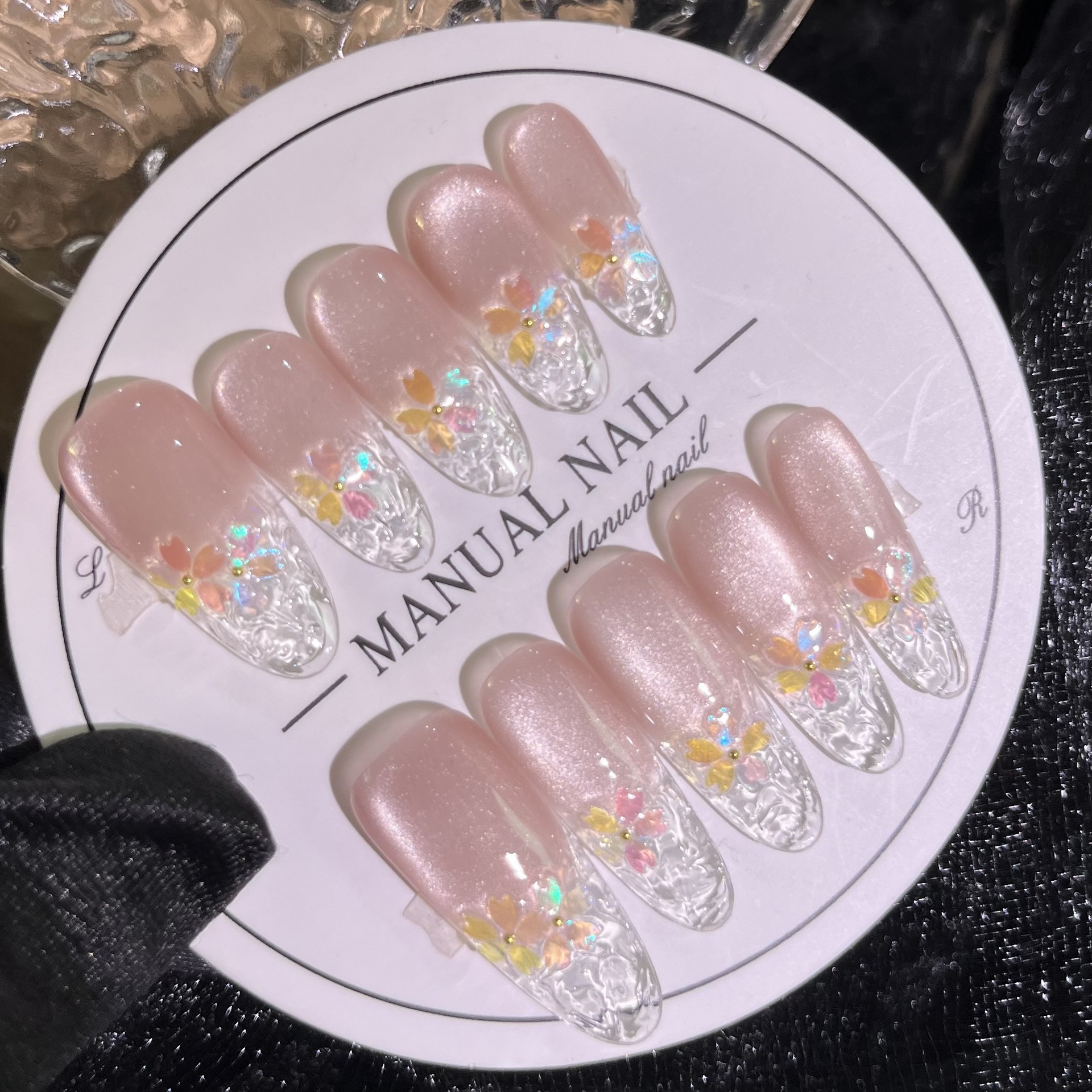 裸色樱花精灵猫眼彩色穿戴甲