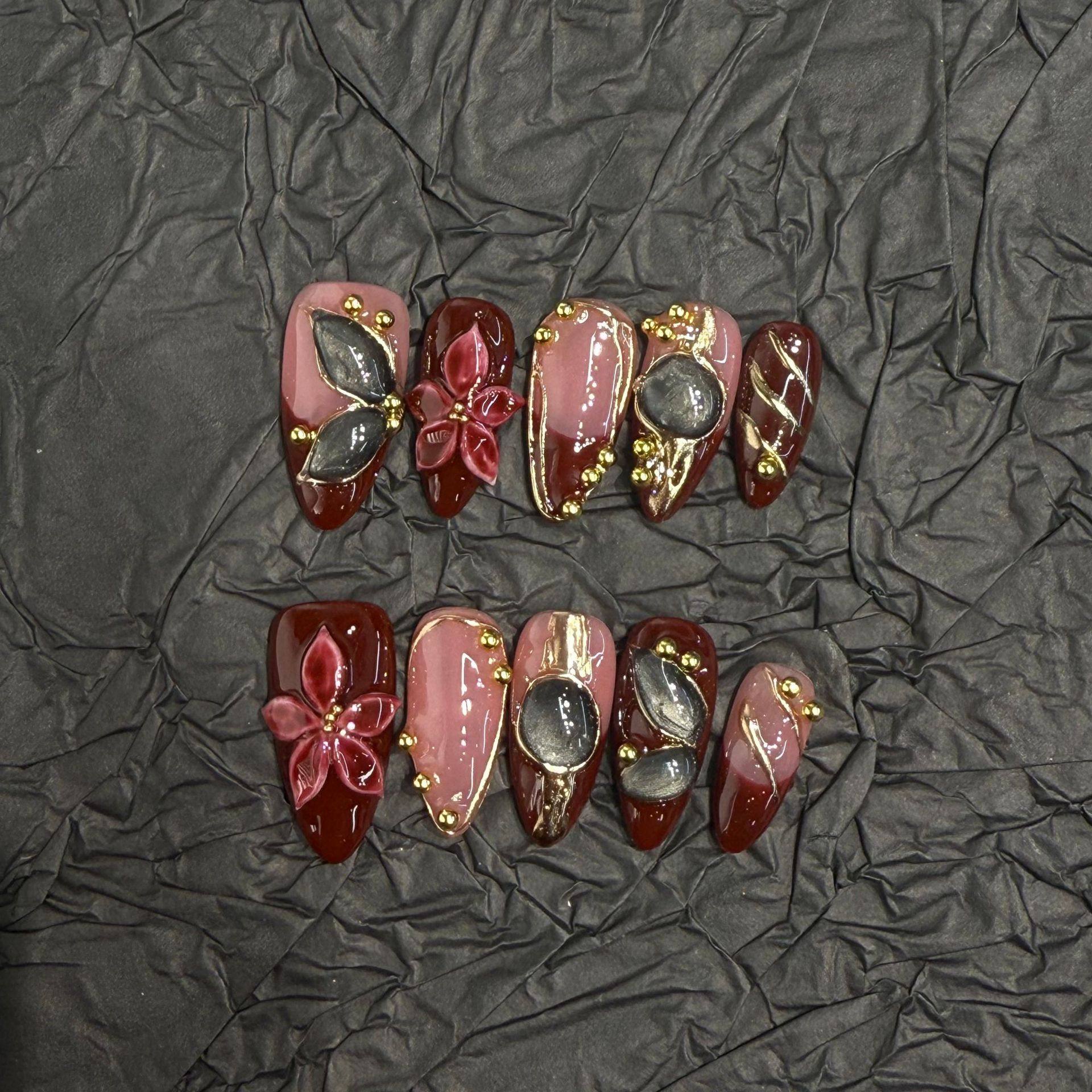 欧美风立体雕花穿戴甲高级感可拆卸辣妹复古风重工显白气质美甲,彩妆/香水/美妆工具,穿戴甲/甲片,淘宝优惠券,粉丝福利购,淘宝优惠卷