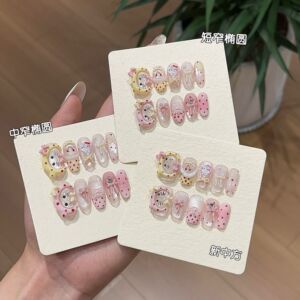 HelloKitty粉色波点猫眼穿戴甲