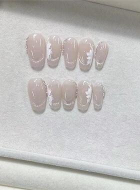 法式猫眼小花短款穿戴甲