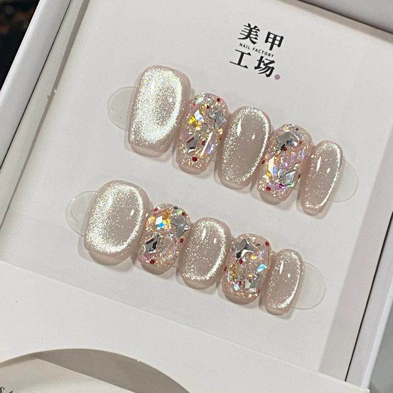 穿戴甲纯手工穿戴甲爆闪亮片显白简约美甲贴片轻奢法式轻奢冰透,彩妆/香水/美妆工具,穿戴甲/甲片,淘宝优惠券,粉丝福利购,淘宝优惠卷