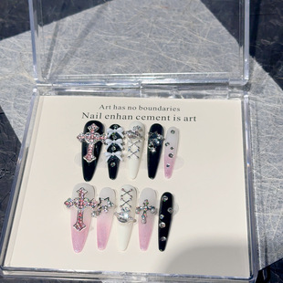 立体蝴蝶结银河碎钻星球十字架装 美甲贴片 饰细闪猫眼渐变鸳鸯款