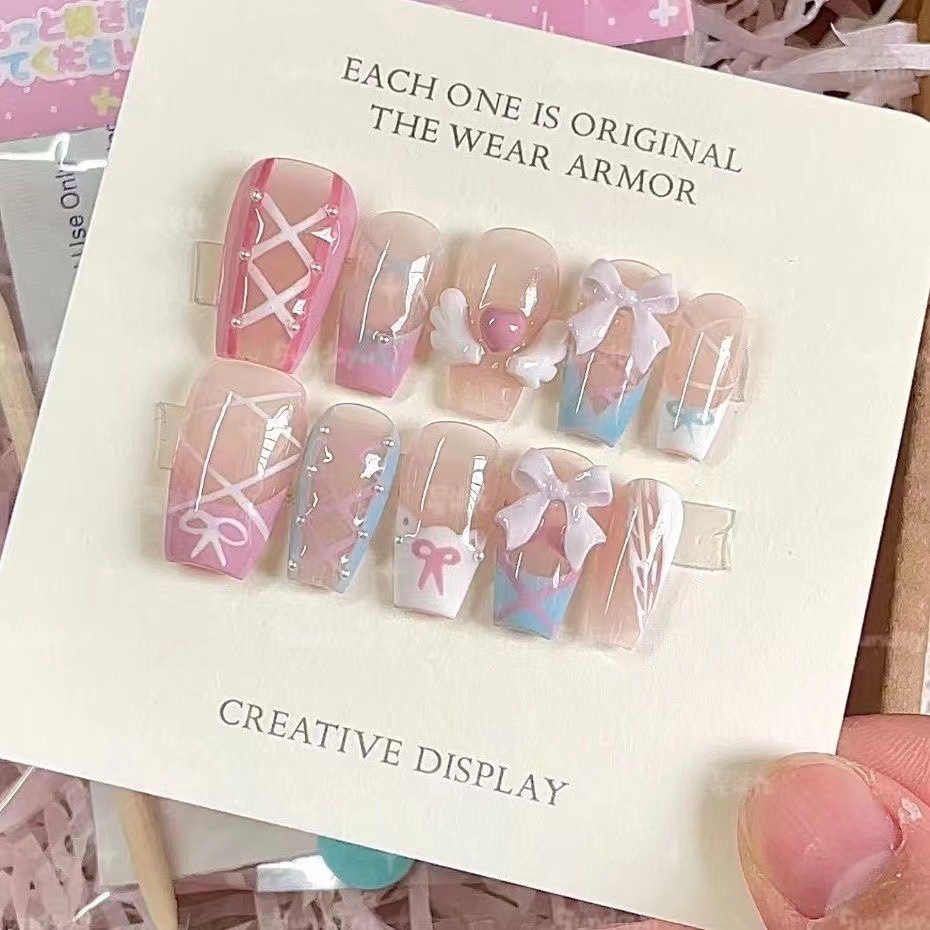 芭蕾舞鞋粉色系手工穿戴甲