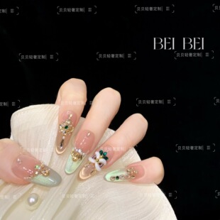 2026新年款 醒狮翠狮穿戴甲猫眼美甲片轻奢高级感显白成品甲仙女款