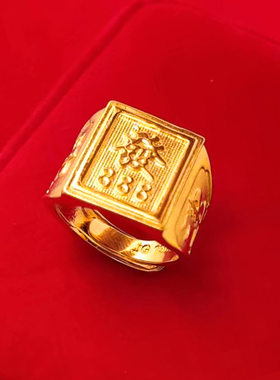 2026新款男士888发字戒指沙金开口百宽面戒男式指环首饰