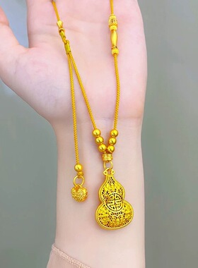 2025中式国风镂空葫芦滴溜牡丹锁小鱼流苏毛衣链项链女送礼物饰品