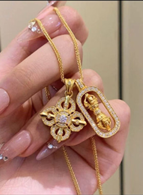 2025款韦雪同款十字金刚杵吊坠黄金色降魔杵女款镶点钻项链送女友