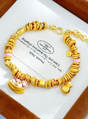 强金色白色小木马铃铛手链新款彩色珐琅时尚高级感多巴胺气质手链