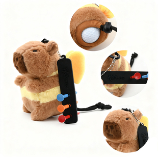 高尔夫小球袋毛绒可爱卡皮巴拉小球包 便携挂钩放球钉装2颗球挂件