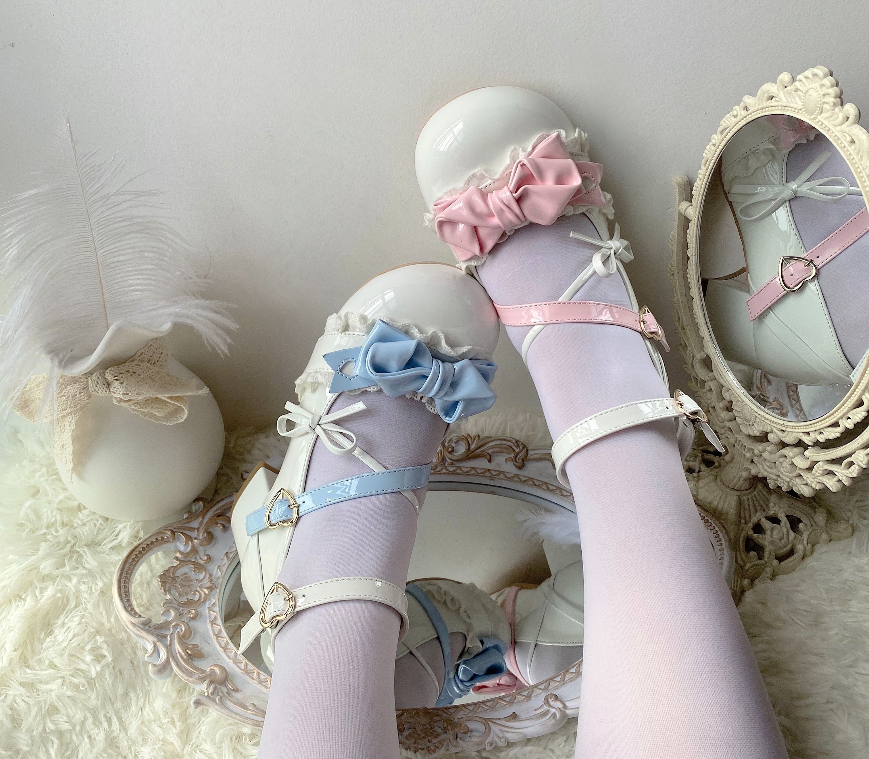 甜心熊原创设计（甜熊心结）可爱圆头中跟4.7小皮鞋［全款预约］