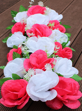 仿真玫瑰花排电子花圈排花殡仪花