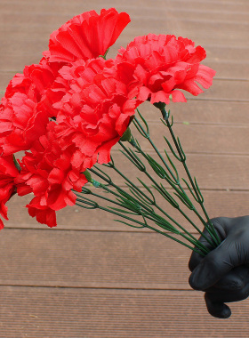 便宜红色康乃馨绢花单支康乃馨母亲节用花做活动花妇女节促销用花