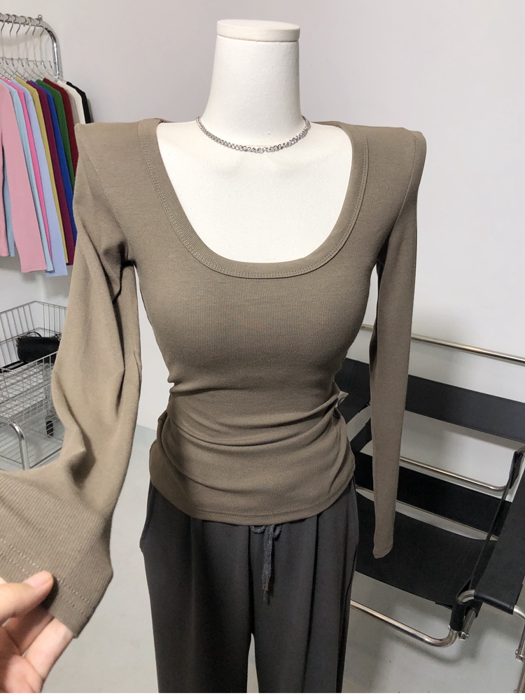 长袖ins风U领基础百搭