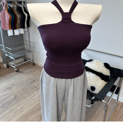 可拆卸漫画胸垫~ 挂脖扣子抹胸背心修身打底衫内搭外穿上衣