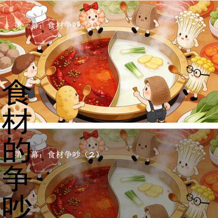 牛肉毛肚金针菇火锅卡通造型表演服食材的争吵绘本剧儿童演出服装