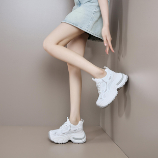 【增高9.5】内增高老爹鞋女新款厚底薄款透气网面休闲鞋