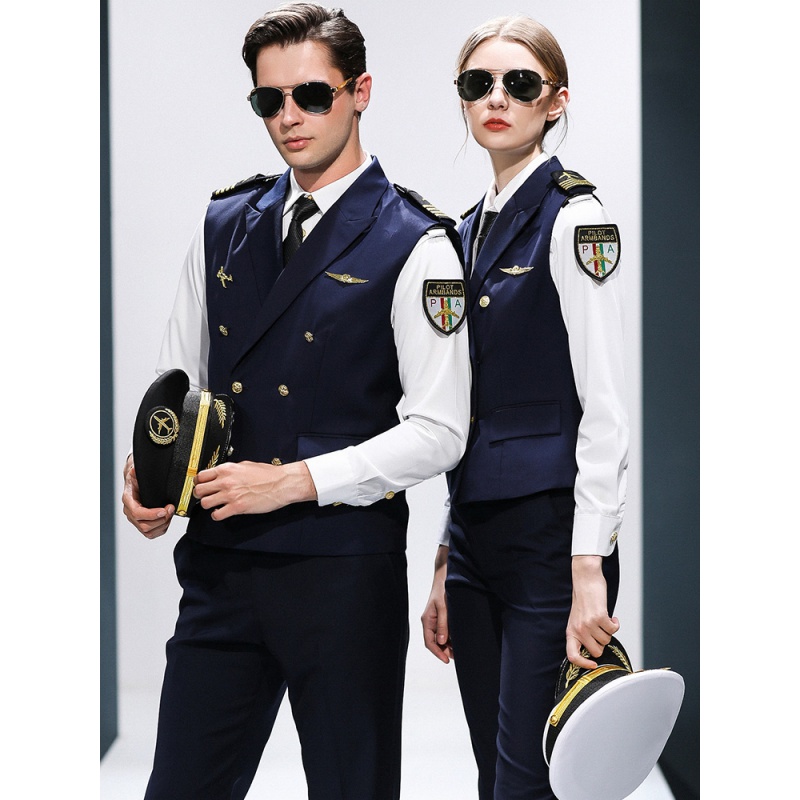 酒店工作服马甲套装酒吧ktv服务员 空姐空少制服男女同款长袖秋装