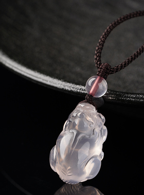 视频祝福粉水晶貔貅吊坠招财桃花