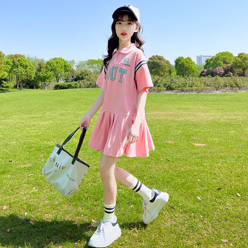 女童连衣裙夏季中大童夏款短袖