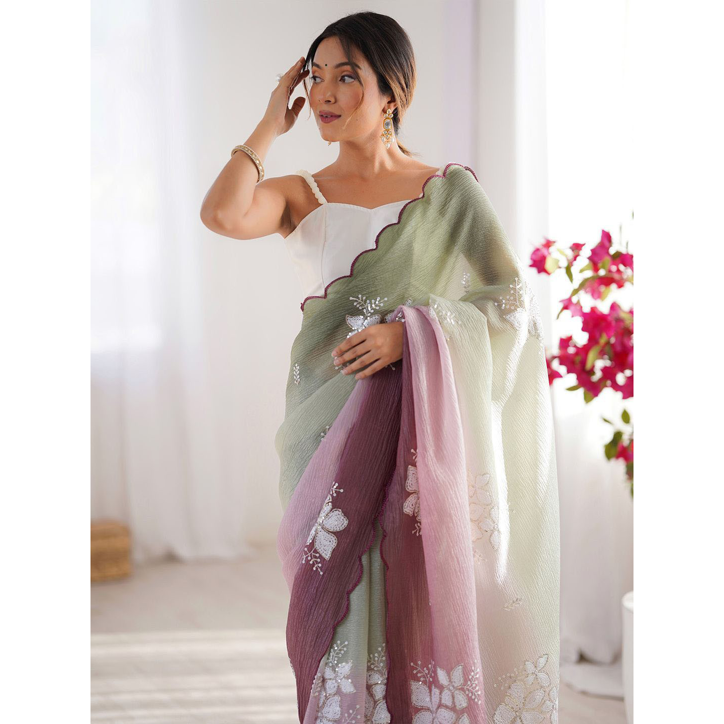 【花蝶如梦2】撞色高级印度纱丽雪纺仙女刺绣莎莉夏异域甜美女裙