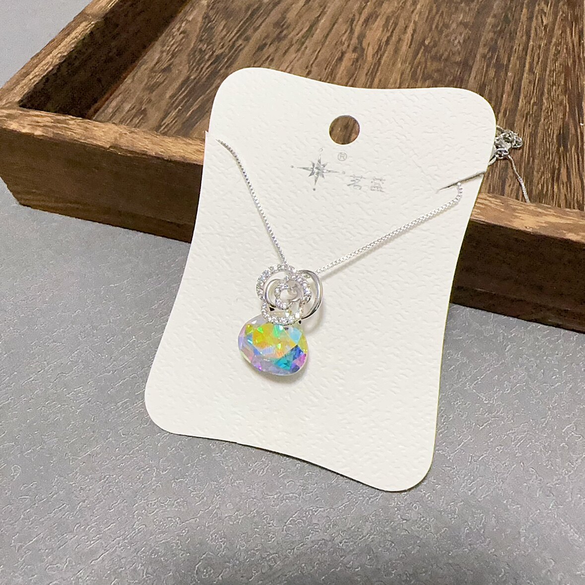 1施华洛水晶锁骨链真金电镀不掉色海星爱心项链吊坠满钻孤品