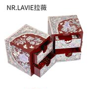 LAVIE NR.LAVIE light luxury jewelry box ancient style snail lacquer ware shell carving craft peony sister box