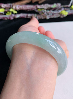 6月新品 鸿玉翡翠56圈口冰糯种晴水底正圈玉手镯女款正品6Y40622