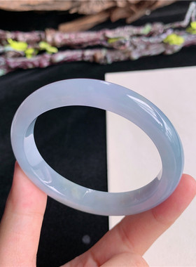 6月新品 鸿玉翡翠54圈口冰糯种紫罗兰贵妃玉手镯女款正品8E80610