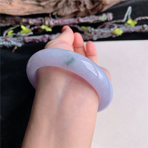 7月新品 鸿玉翡翠58圈口冰糯种紫罗兰正圈玉手镯女款正品2C90717
