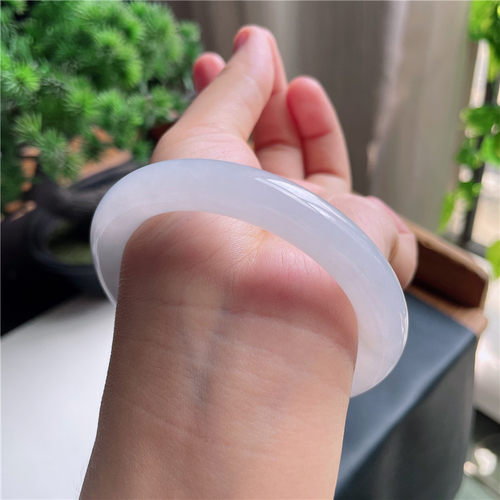 9月新品 鸿玉翡翠56圈口冰种紫底圆条玉手镯女款正品11D30909