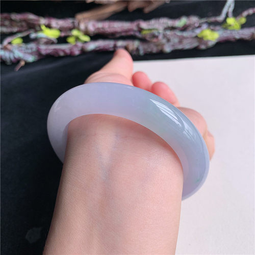 6月新品 鸿玉翡翠55圈口冰糯种紫罗兰正圈玉手镯女款正品31F70612