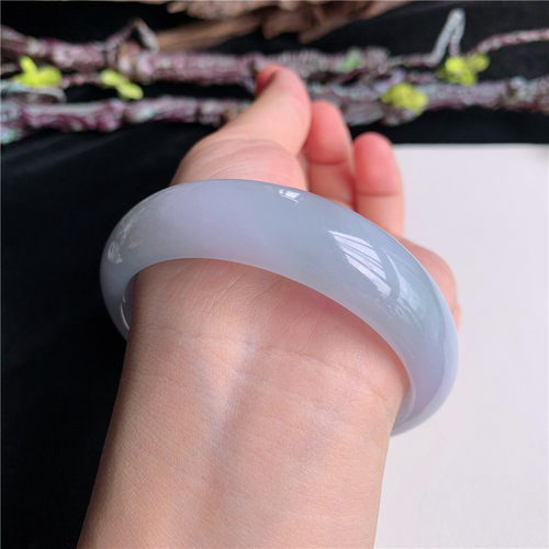 7月新品 鸿玉翡翠59圈口冰糯种紫罗兰春彩正圈玉手镯女款20Y90703