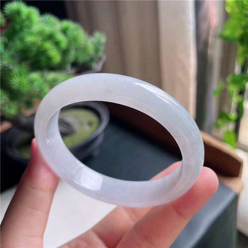 9月新品 鸿玉翡翠55圈口冰种粉底贵妃玉手镯女款正品12G60921