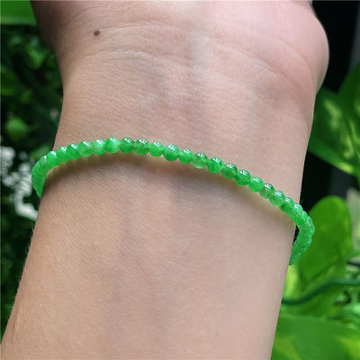 9月新品 鸿玉翡翠冰糯种满色满绿圆珠精美手链手串 正品A210924