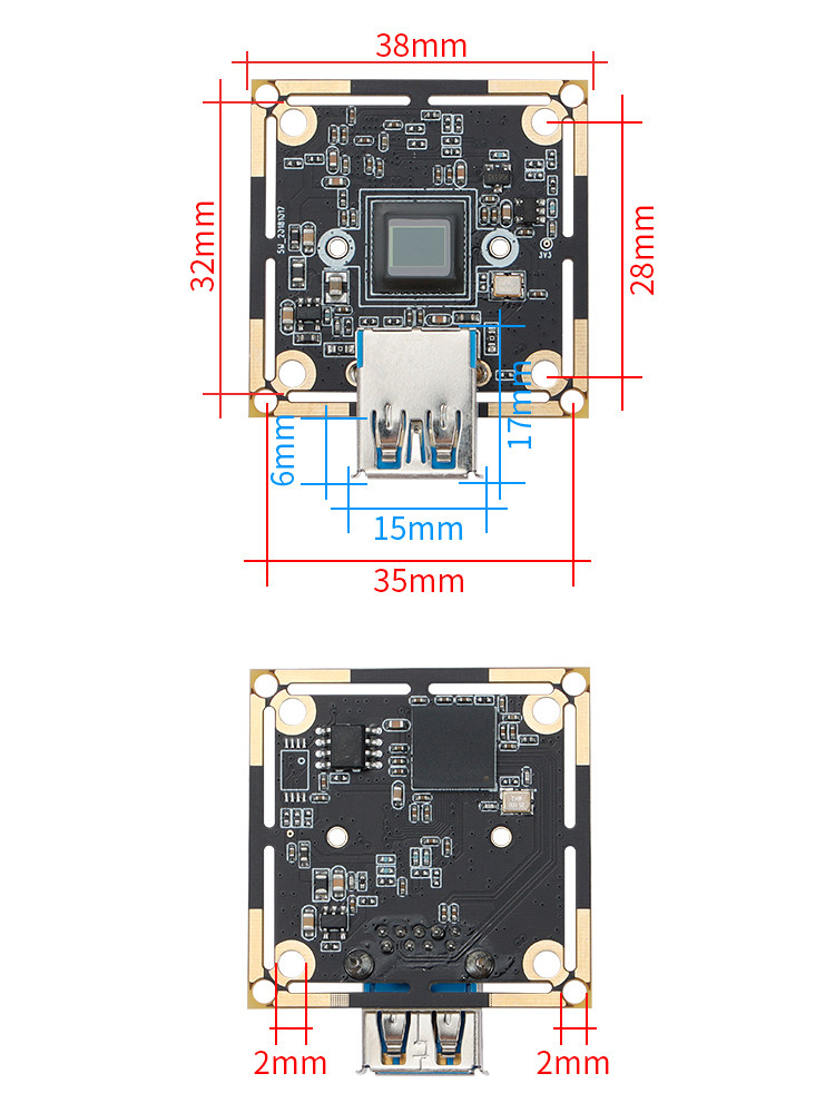 USB3.0 산업용 모듈 카메라 50 프레임 500만 광각 왜곡 없는 얼굴 인식 컴퓨터 드라이버 없는 GW500