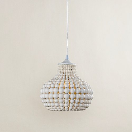 法式乡村木珠单头小吊灯 温馨书房卧室床头灯餐厅玄关过道吧台灯