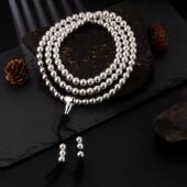 足银999文玩108实心纯银圆珠珠串念珠佛珠转运珠风百搭手链项链