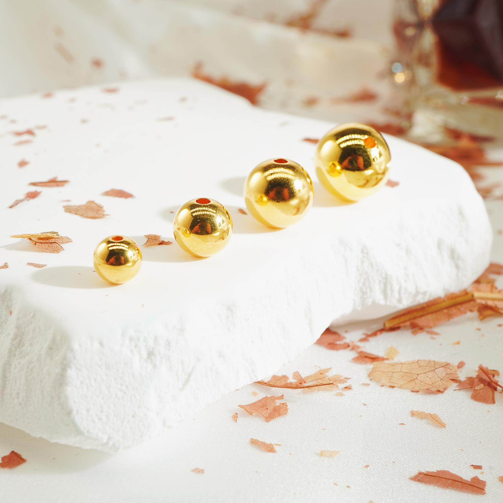 圆珠金包银光珠串饰串珠文玩顶珠