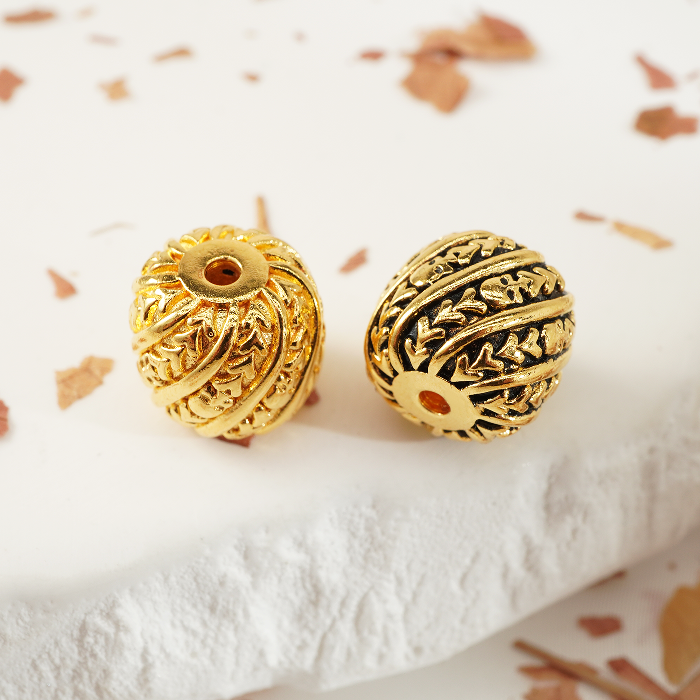 凯旋实心足金999金包银复古文玩配珠镶嵌钻手串顶珠项链配件饰品