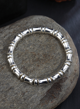 竹节手串足银手链足银999古风