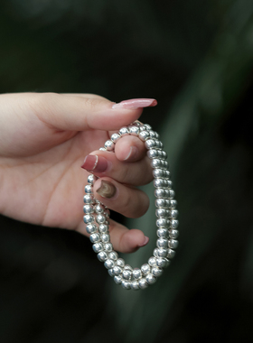 足银999老型108素串实心项链