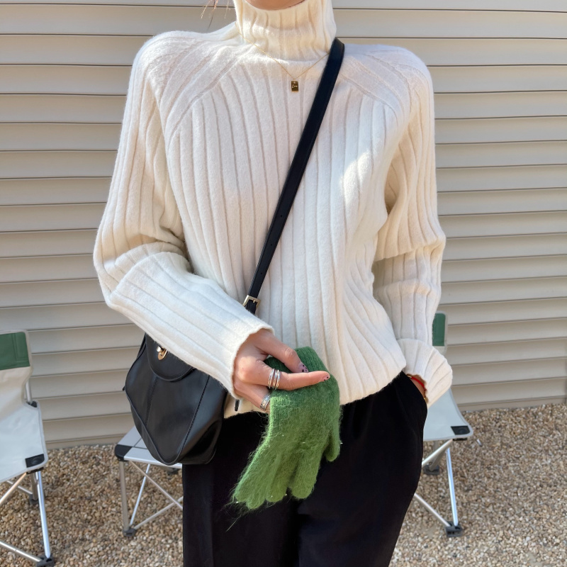 Real price shooting Korean version of loose wear high collar Pullover Sweater lazy style show thin knitting top