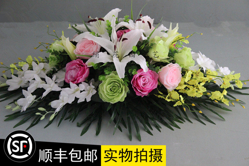 仿真新款园艺套装会议桌花绢花人造花酒店商务用花签到台花条案花
