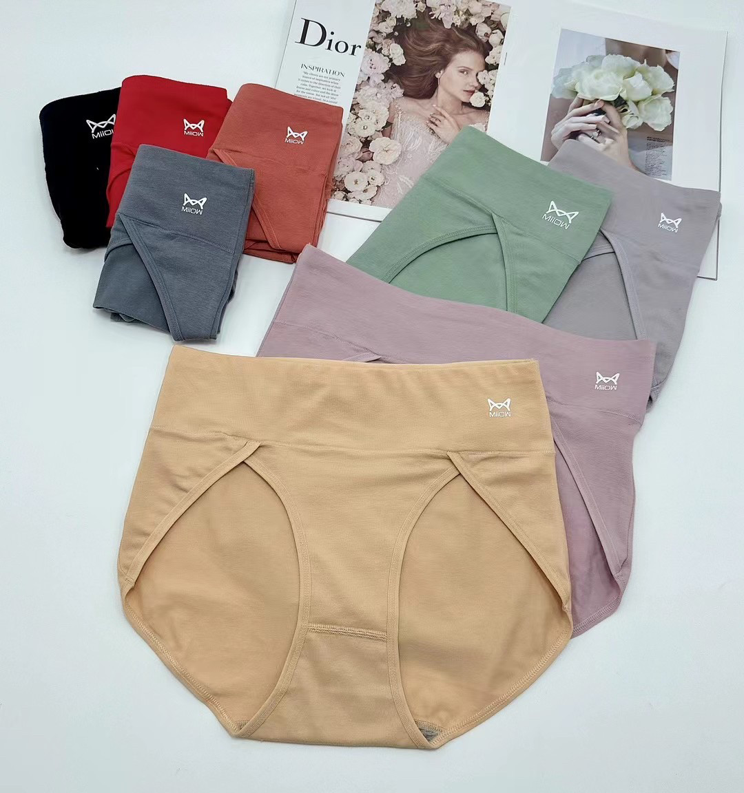 猫家尾货纯全棉高腰高开叉不勒女士内裤 舒适透气亲肤 6条包邮