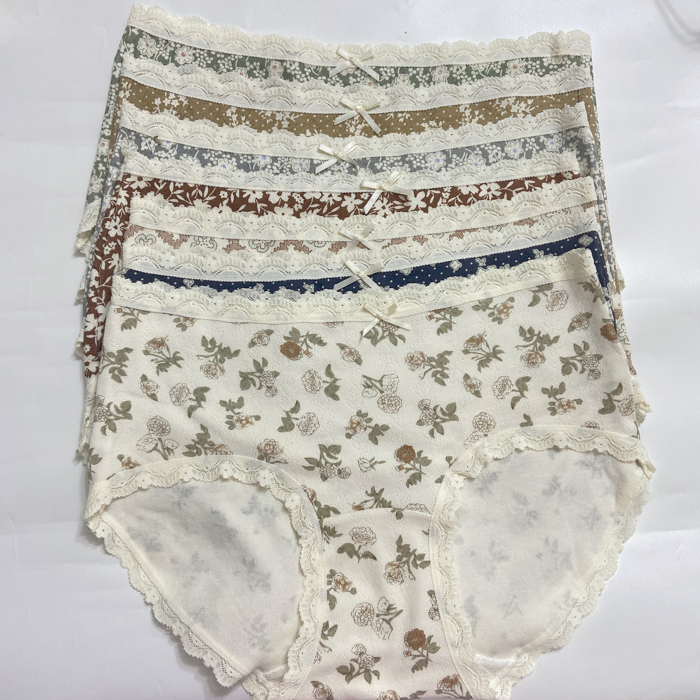复古清新小碎花女士内裤中腰纯棉全棉透气舒适三角裤头 6件包邮