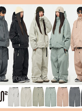 2526USS2韩国滑雪裤男女款双板单板防水宽松肥大灰乳白色橘色3L