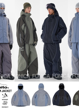 2526DIMITO韩国滑雪服衣连帽开衫男女款单板双板防水ATOM防风紫色