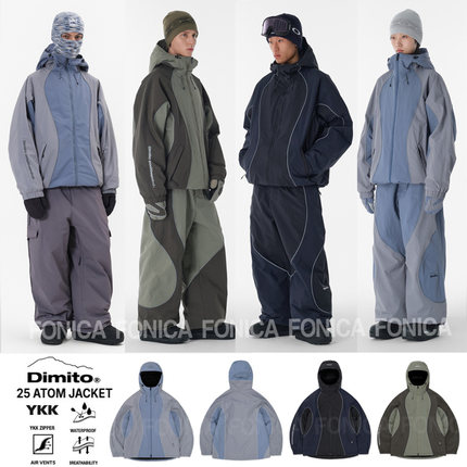 2526DIMITO韩国滑雪服衣连帽开衫男女款单板双板防水ATOM防风紫色